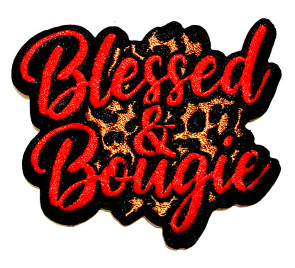 Blessed and Bougie patches multiple colors to choose from - Embroidered Iron on patches 3”