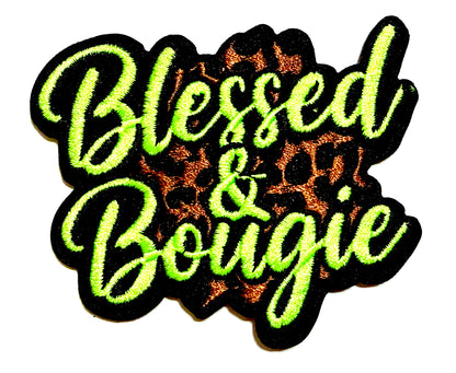 Blessed and Bougie patches multiple colors to choose from - Embroidered Iron on patches 3”