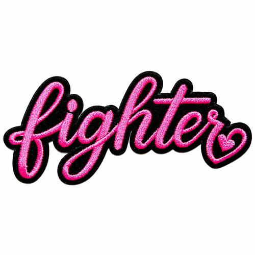 Fighter breast cancer awareness patch - EmbroideredIron On Patch 3.5”