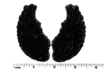 Angel Wings Patch Set - Embroidered Iron On Patch with Glitter outline 3.5”