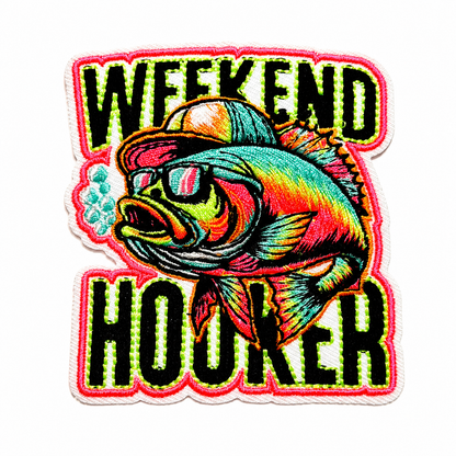 Weekend Hooker neon patch - Embroidered Neon Iron On Patch 3”