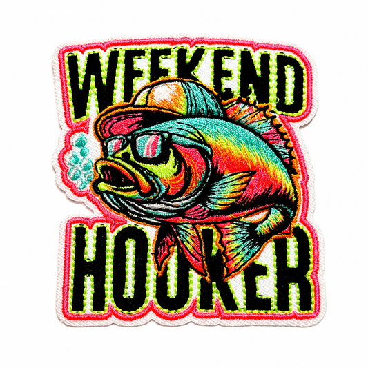 Weekend Hooker neon patch - Embroidered Neon Iron On Patch 3”