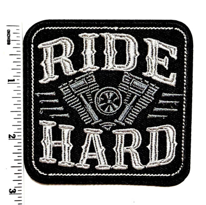 Ride Hard biker patch - Embroidered Iron On Patch 3”