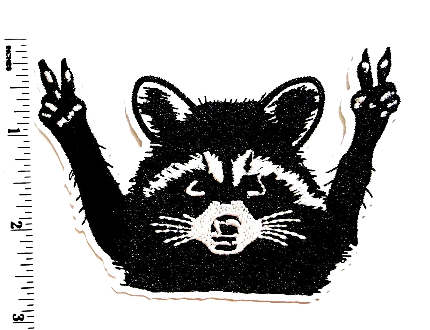 Raccoon Peace Sign patch - Embroidered Iron on patch 4"