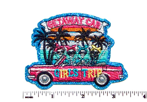 Girls Trip Getaway Car patch - Embroidered Iron on patch with glitter 3.5”