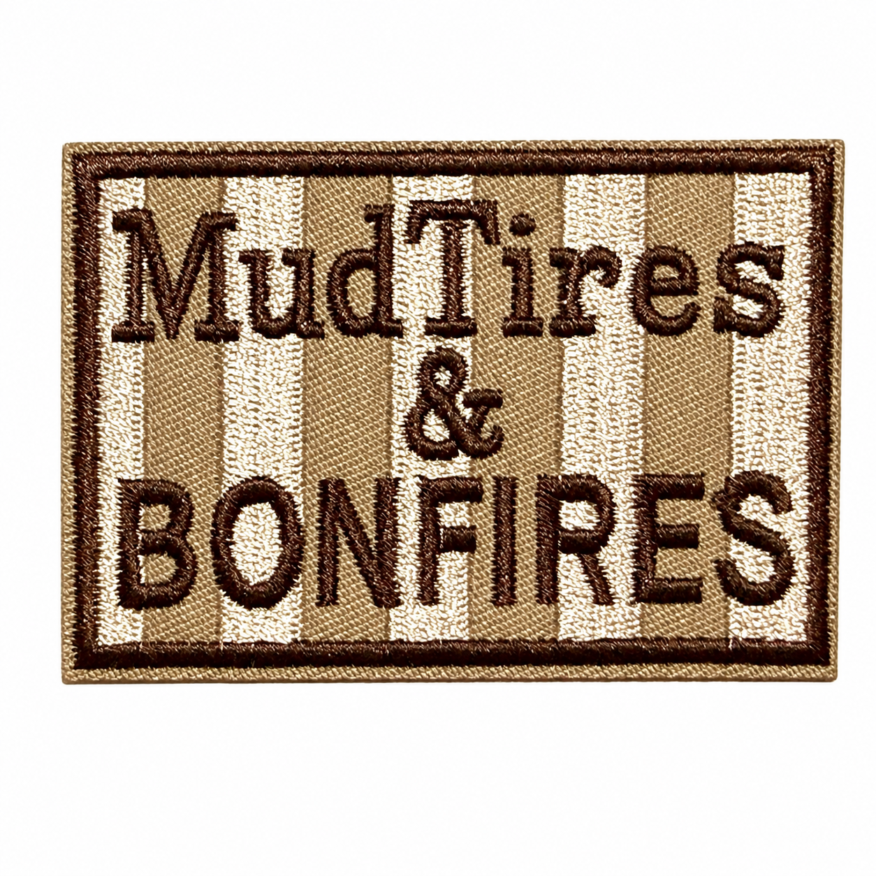 Mud Tires and Bonfires striped patch - Embroidered iron on patch 3.25”