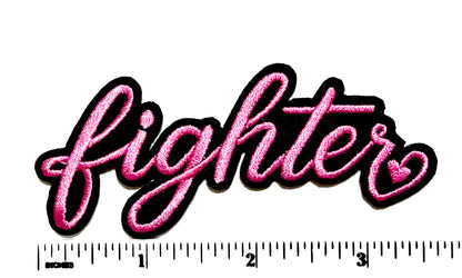 Fighter breast cancer awareness patch - EmbroideredIron On Patch 3.5”