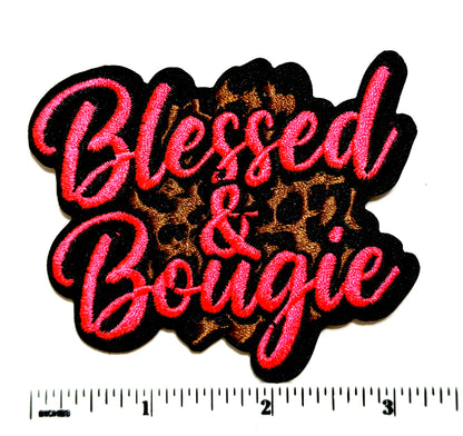 Blessed and Bougie patches multiple colors to choose from - Embroidered Iron on patches 3”