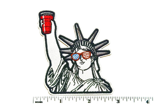 Statue of Liberty with Red Solo Cup patch - Embroidered Iron On Patch 3”