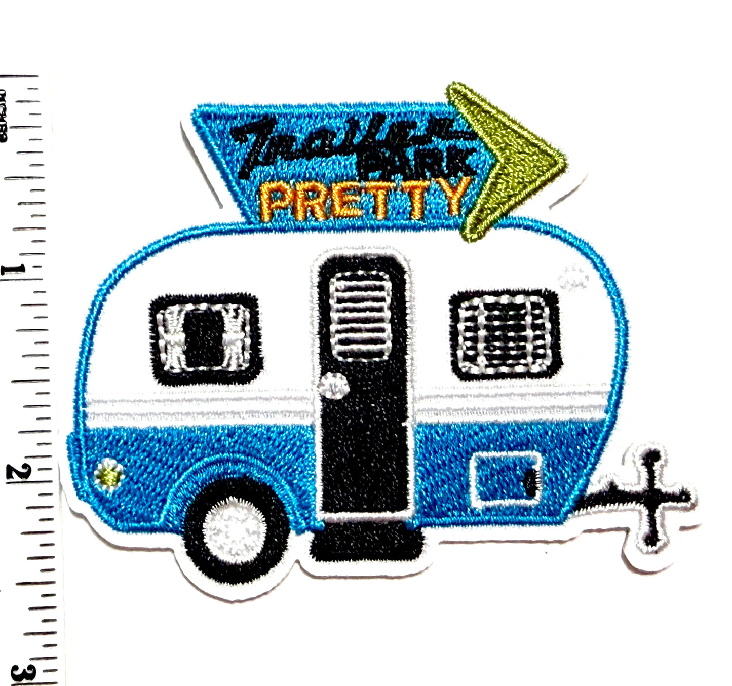 Trailer Park Pretty Camper patch - Glamping Embroidered Iron On Patch 3”
