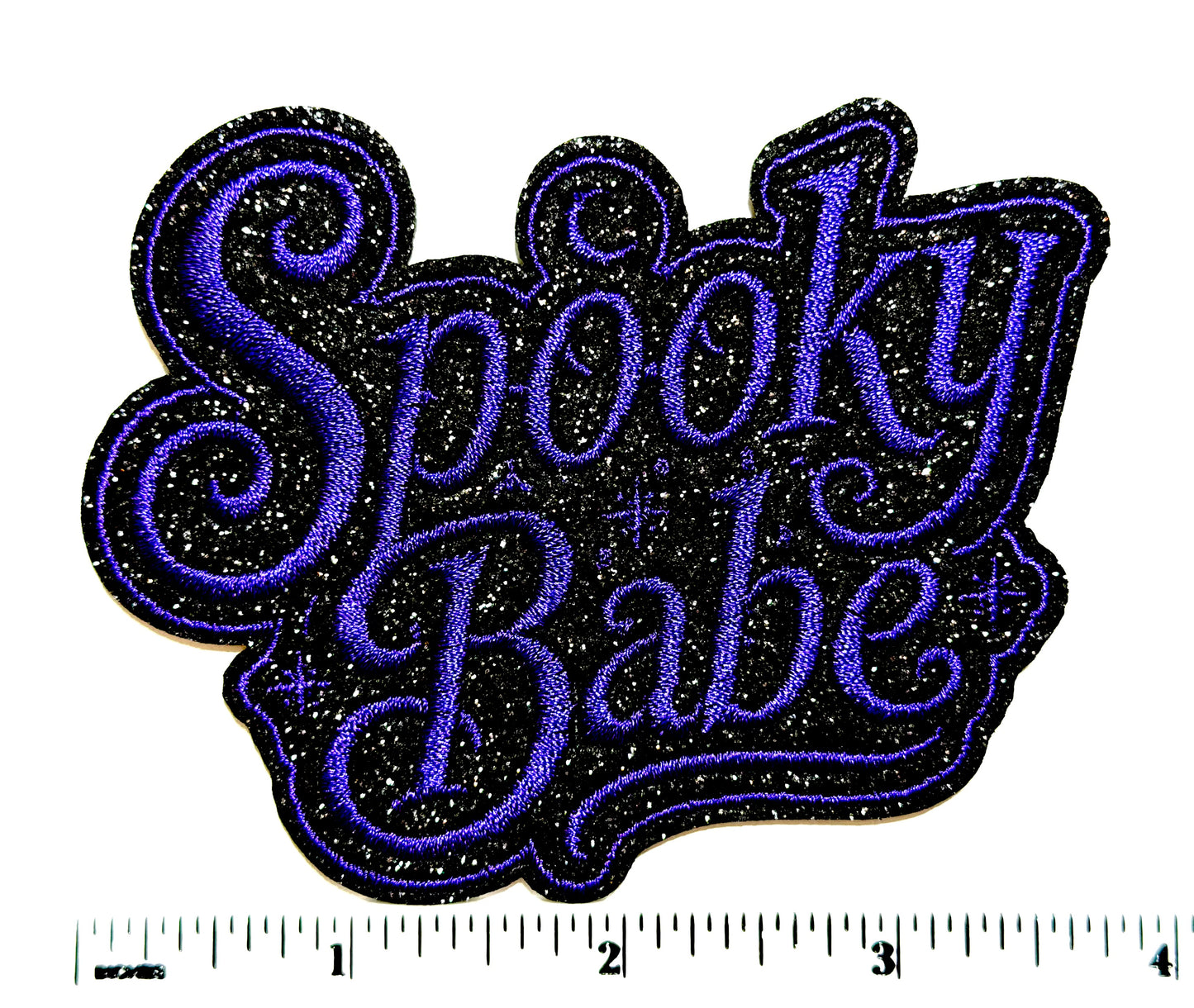 Spooky Babe Halloween patch - Embroidered Iron on patch with glitter 4”