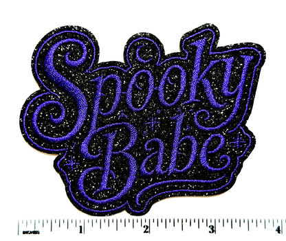 Spooky Babe Halloween patch - Embroidered Iron on patch with glitter 4”