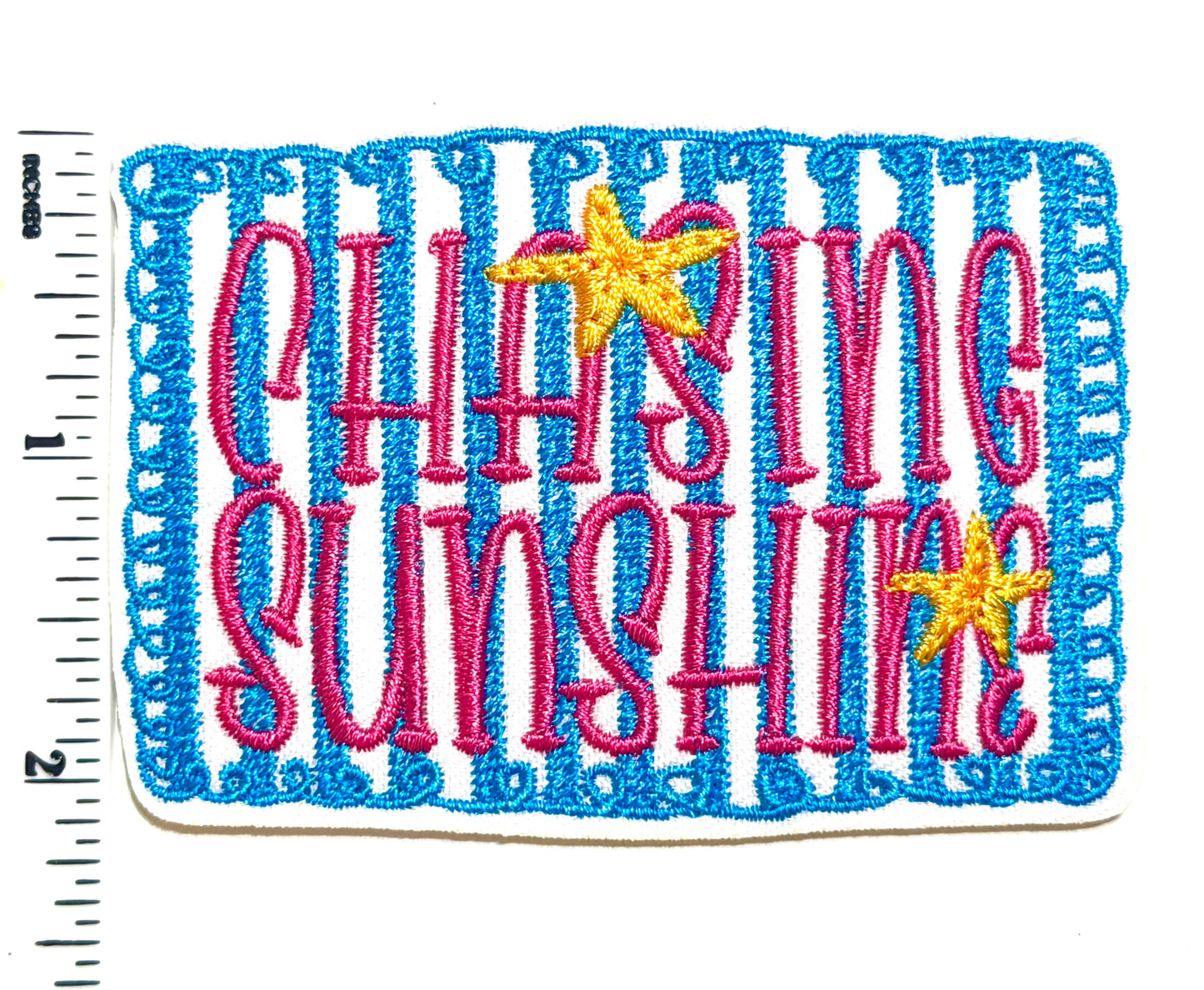 Chasing Sunshine patch - Embroidered Iron On patch 3”