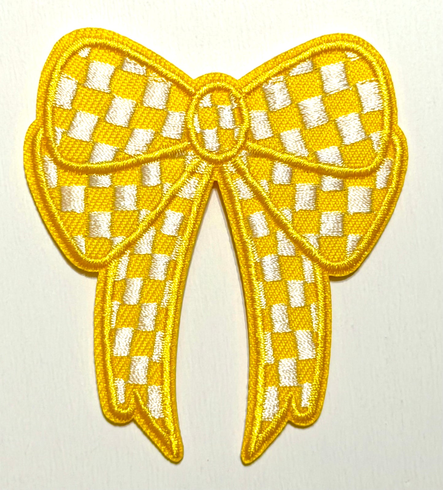 Checkered Bow patches - Embroidered Iron On Patches 3”