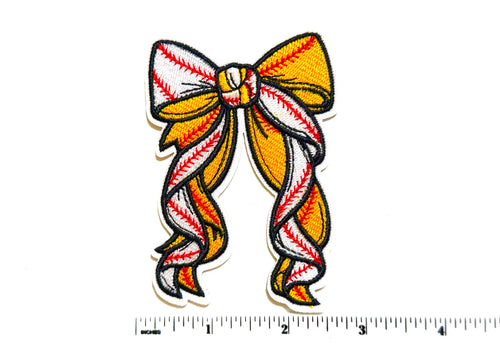 Baseball / Softball Bow patch - Embroidered Iron On Patch 3.5”