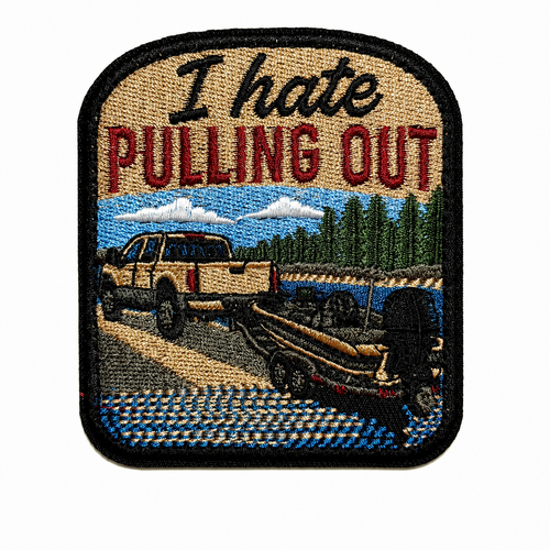 I Hate Pulling Out fishing patch - Embroidered Iron On Patch 3”
