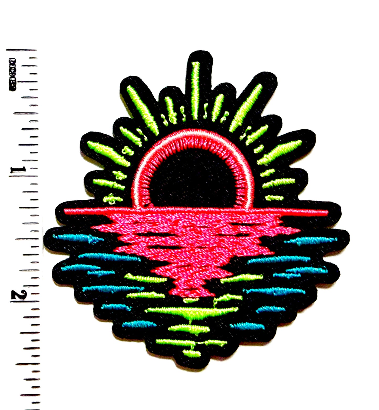 Sunset / Sunrise neon patch - Embroidered Iron On filler Patch