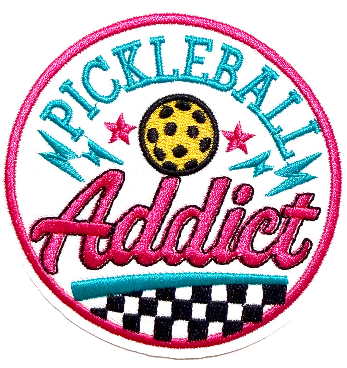 Pickleball Addict patch - Embroidered Iron On Patch 3”