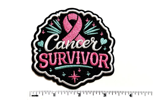 Cancer Survivor Pink Ribbon patch - EmbroideredIron On Patch 3.25”