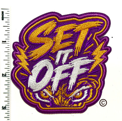 Set it Off Purple & Gold Tigers patch - Embroidered Iron on patch 3”