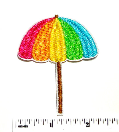 Beach umbrella patch - Embroidered Iron on patch 2.75”