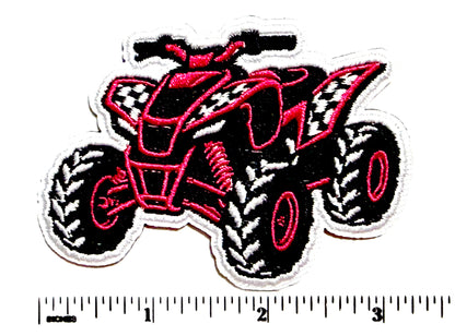 ATV hot pink patch - Embroidered iron on patch 3.25”