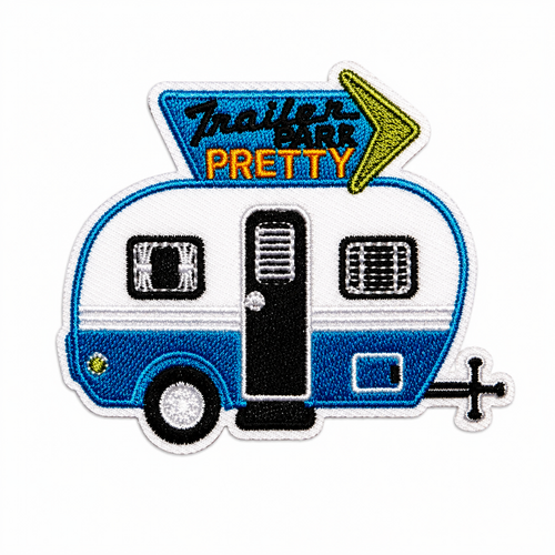 Trailer Park Pretty Camper patch - Glamping Embroidered Iron On Patch 3”
