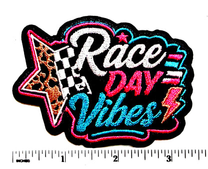 Race Day Vibes patch - Embroidered Iron on patch 3.5”