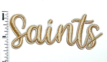 Saints word patch - Embroidered Iron on patch 3.5”