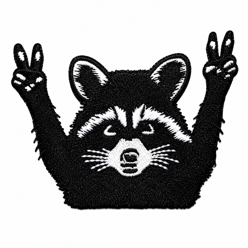Raccoon Peace Sign patch - Embroidered Iron on patch 4"