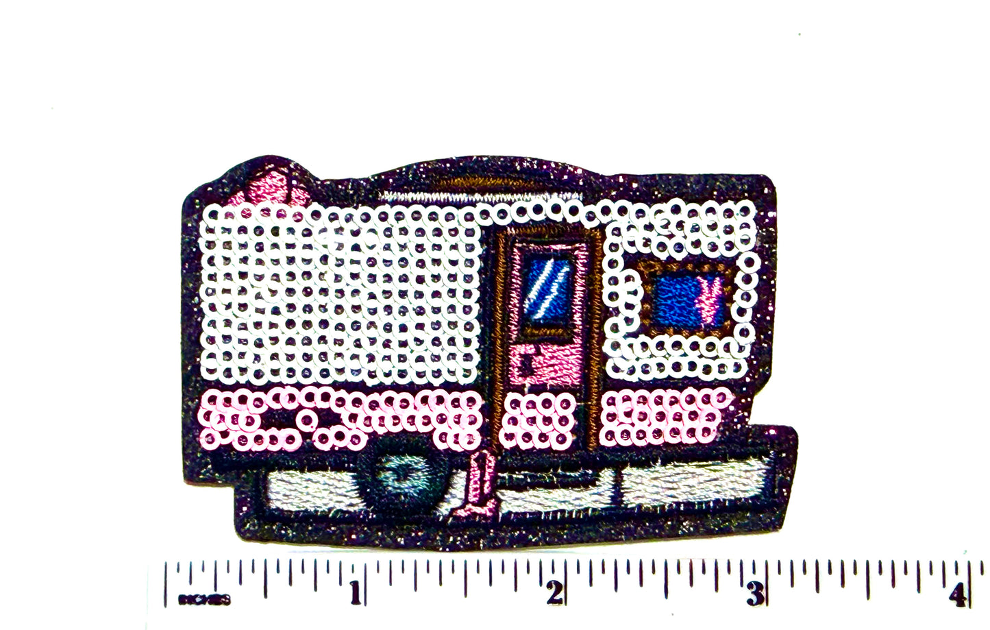 Pink Camper patch - Glamping Sequins Iron On Patch 3”