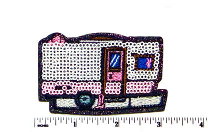 Pink Camper patch - Glamping Sequins Iron On Patch 3”