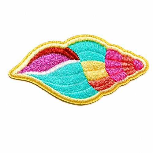 Colorful Seashell patch – Embroidered diy Iron-On Applique 2.75”