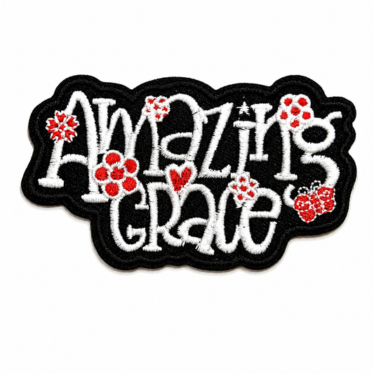 Amazing Grace patch - Embroidered Iron On Patch 3.5”