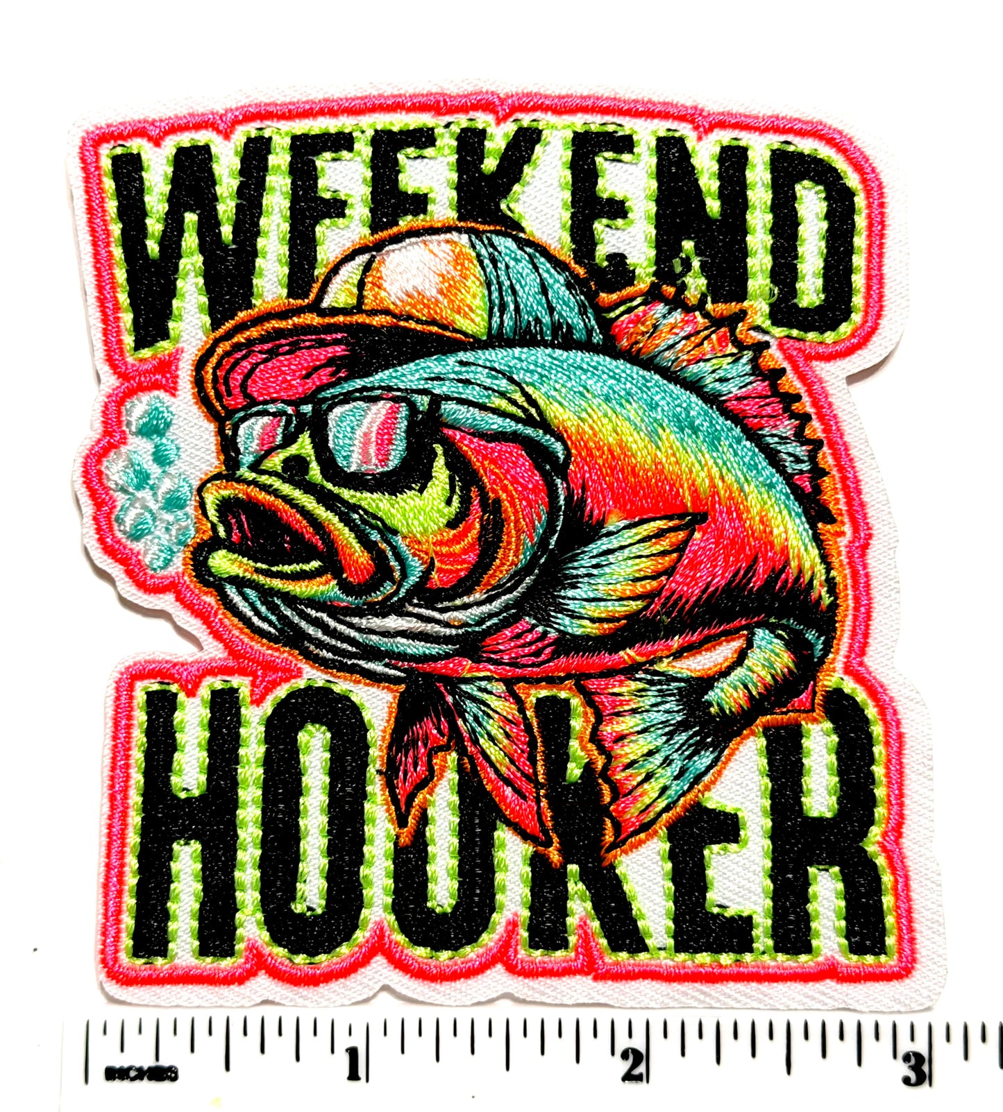 Weekend Hooker neon patch - Embroidered Neon Iron On Patch 3”