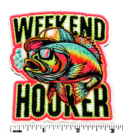 Weekend Hooker neon patch - Embroidered Neon Iron On Patch 3”