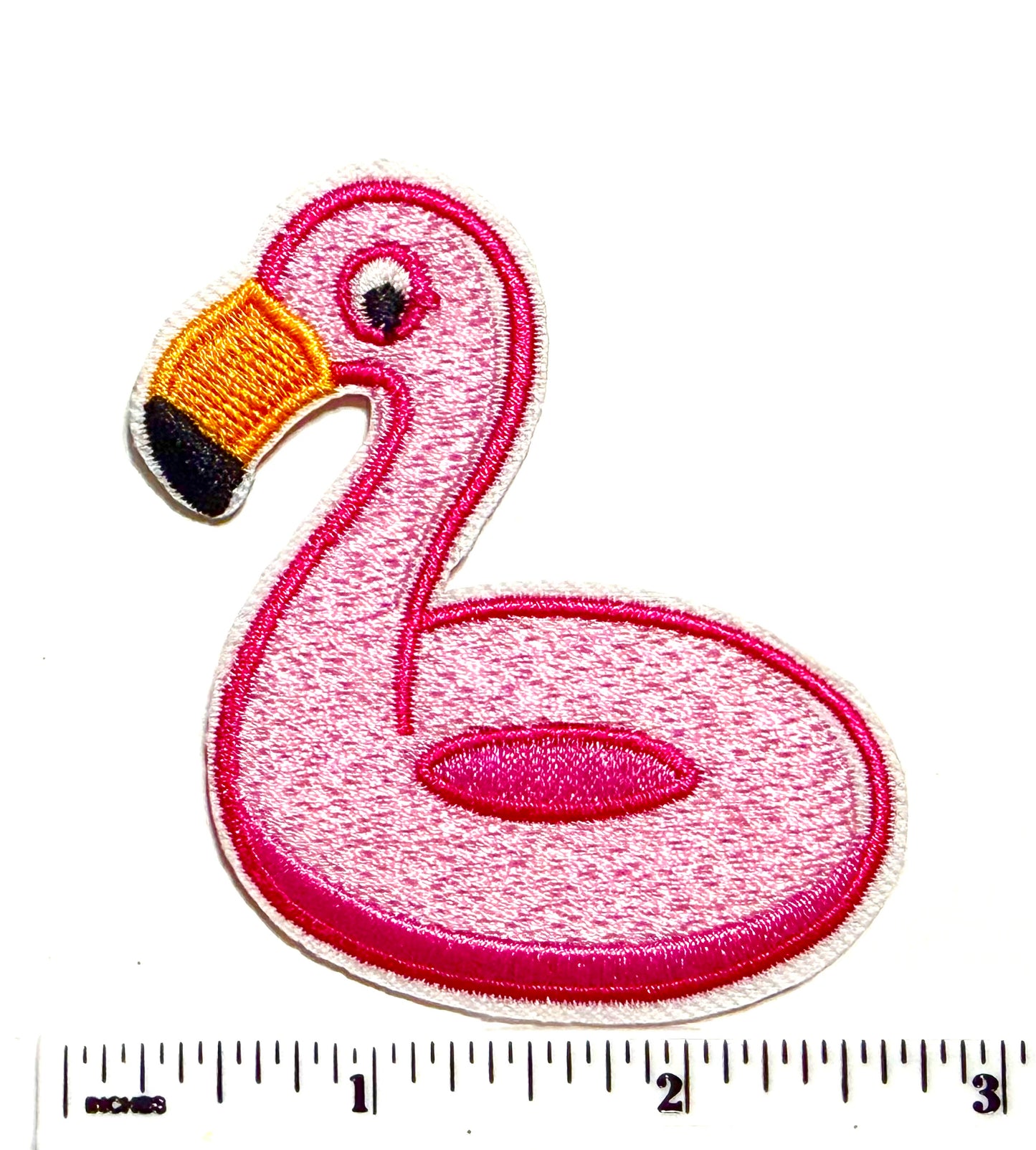 Pink Flamingo Pool Float patch – Embroidered Iron-On Patch 2.75”