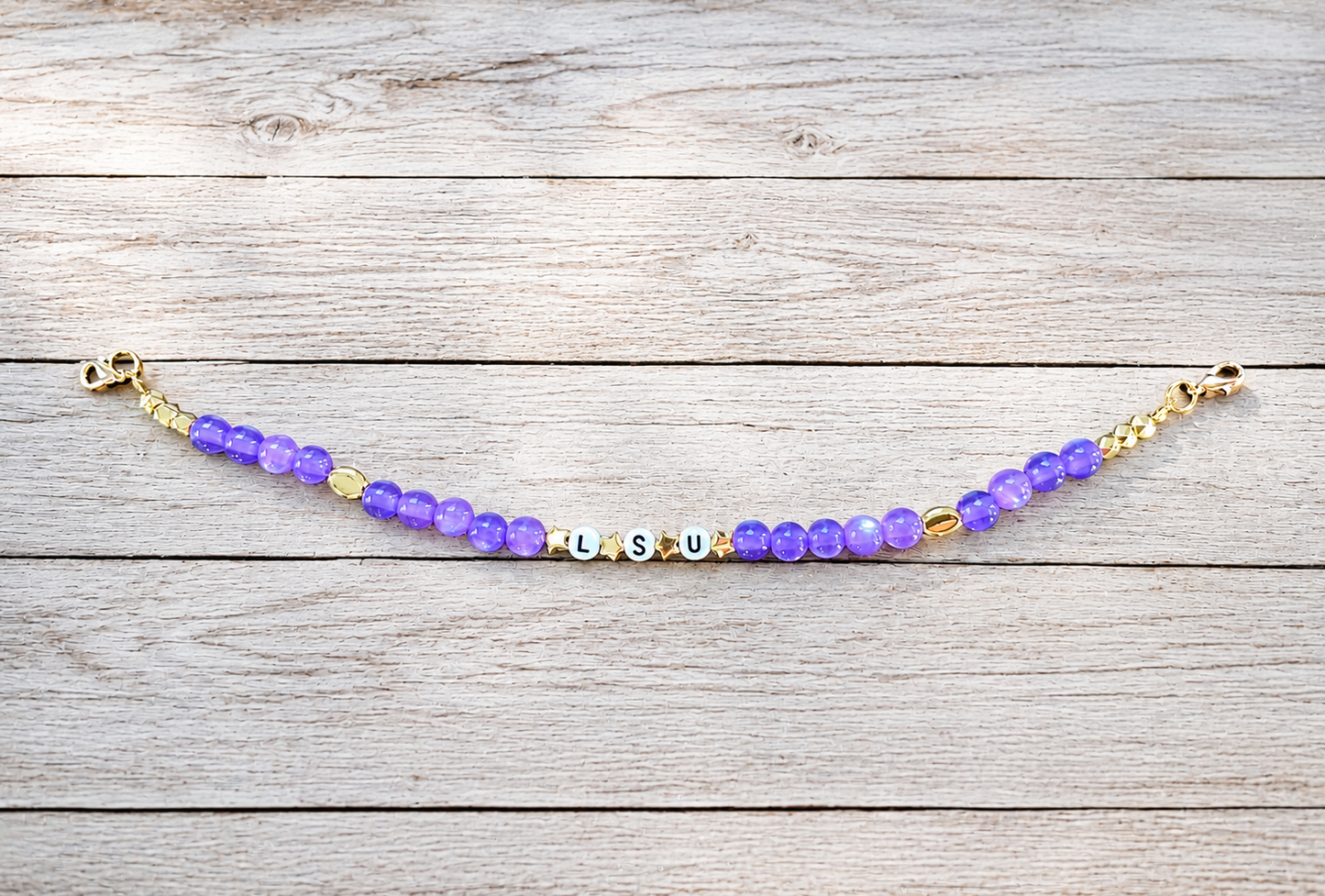 LSU Purple & Gold Trucker Hat Chain – Handmade Beaded Hat Accessory | Snapback Hat Charm | Gameday Hat Jewelry