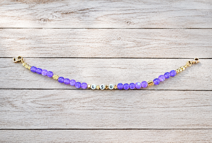 LSU Purple & Gold Trucker Hat Chain – Handmade Beaded Hat Accessory | Snapback Hat Charm | Gameday Hat Jewelry