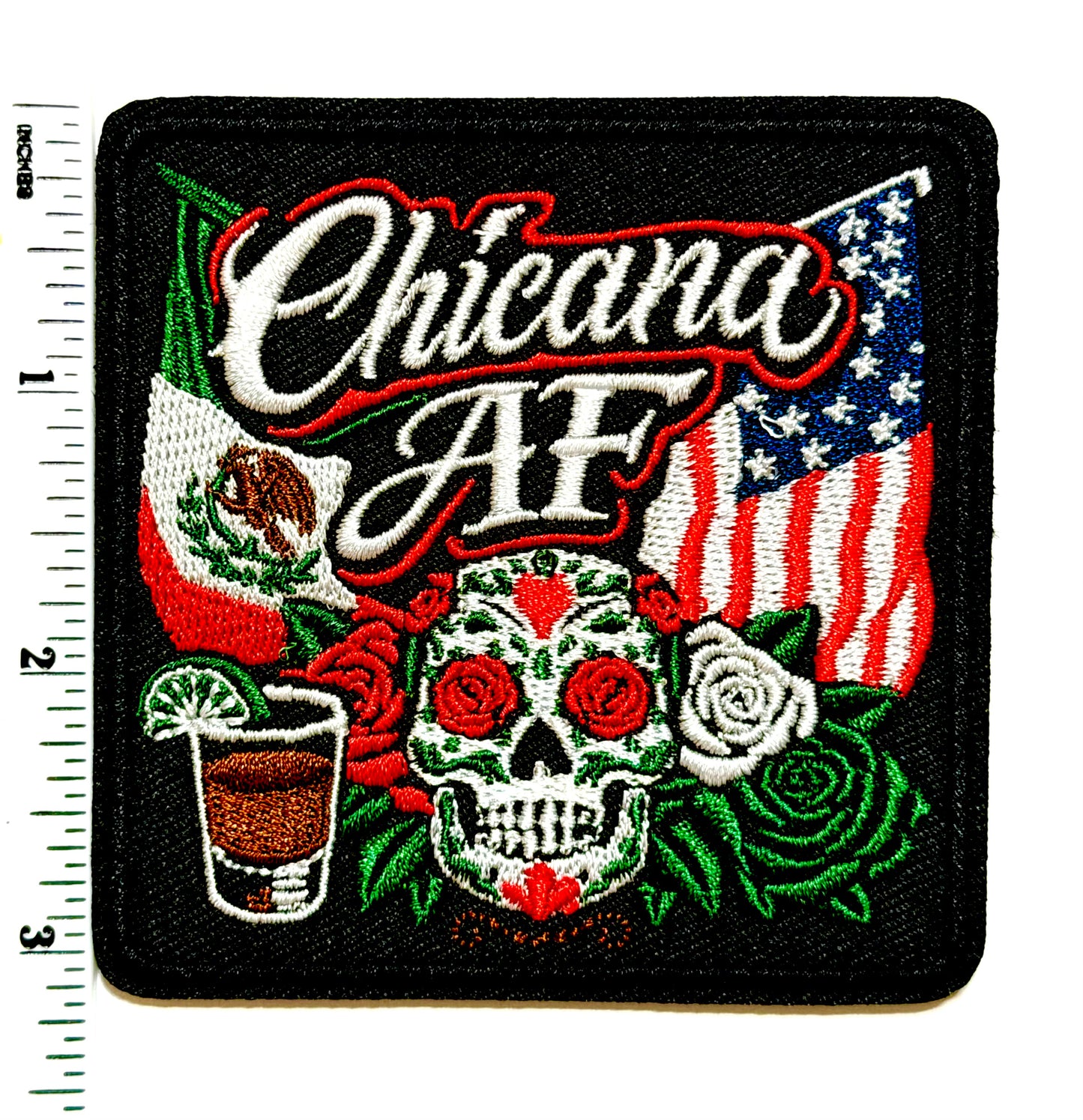 Chicana AF patch - Embroidered Iron On patch 3”