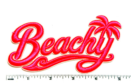 Beachy raised letters - Embroidered Iron On Patch 5”