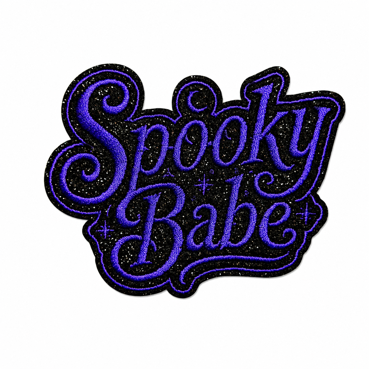 Spooky Babe Halloween patch - Embroidered Iron on patch with glitter 4”