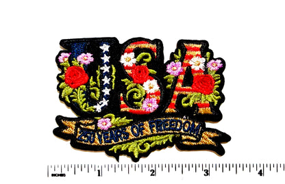 USA 250 Years of Freedom patriotic patch - Embroidered Iron On Patch 3.5”