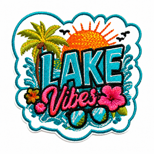 Lake Vibes patch - Embroidered Iron on patch 3.25”