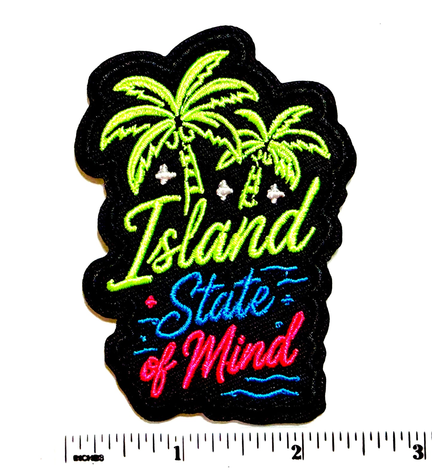 Island State of Mind neon colors - Embroidered Iron-On patch 3.25”