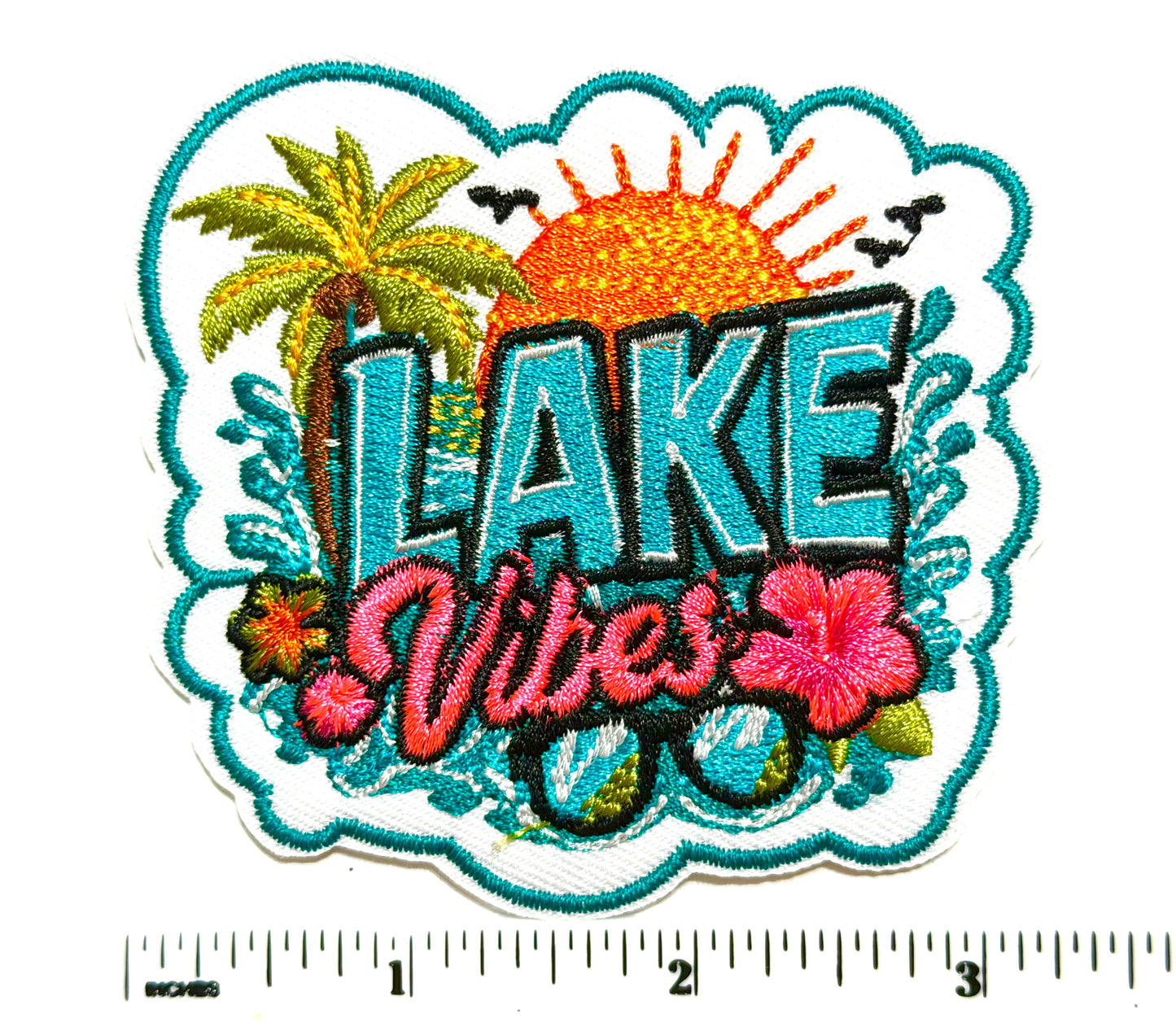 Lake Vibes patch - Embroidered Iron on patch 3.25”