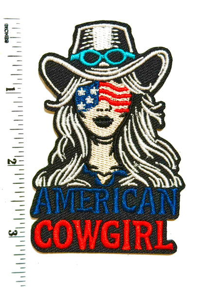 American Cowgirl patch - Embroidered Iron On Patch 3.25”