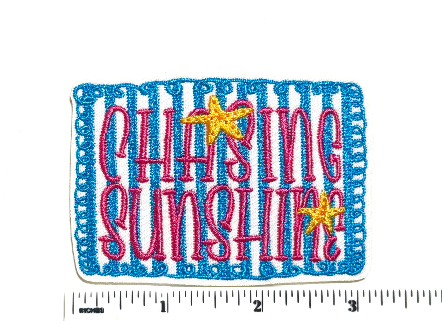 Chasing Sunshine patch - Embroidered Iron On patch 3”