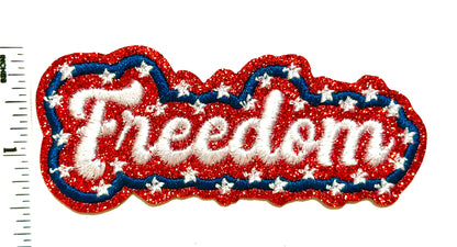 Freedom patch with glitter - Embroidered iron on patch 3.5”