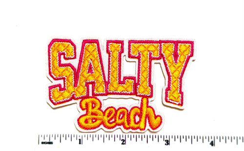 Salty Beach patch - Embroidered Iron On Patch 3.5”